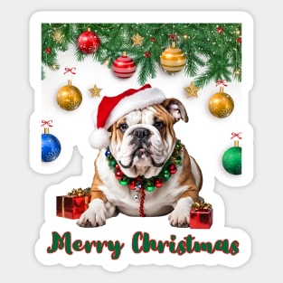 Santa English Bulldog Merry Christmas! Sticker